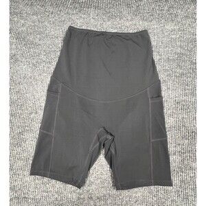 PoshDivah Maternity Over The Belly Bicycle Shorts Womens XL‎ Black Side Pockets